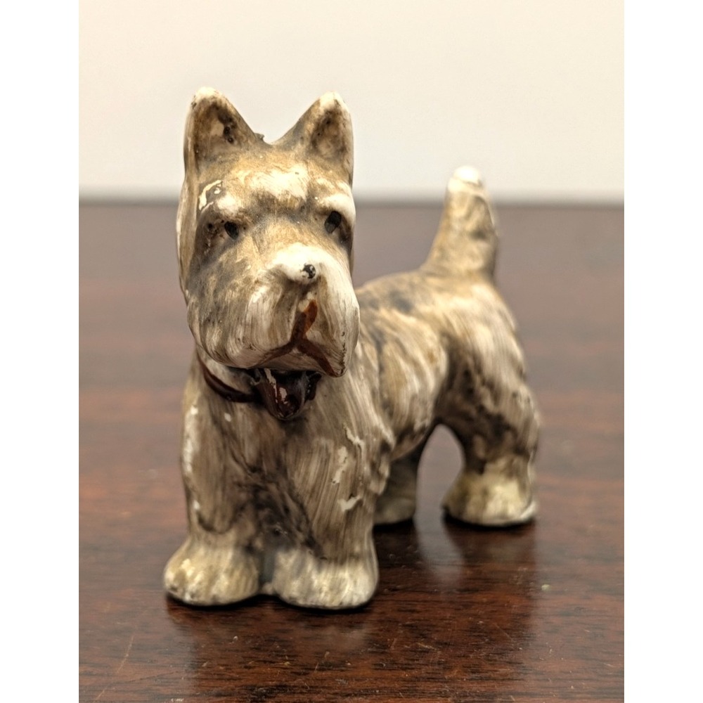 Vintage Ceramic Scottish Terrier Scottie Dog Figurine 3" Hand Painted Terrier